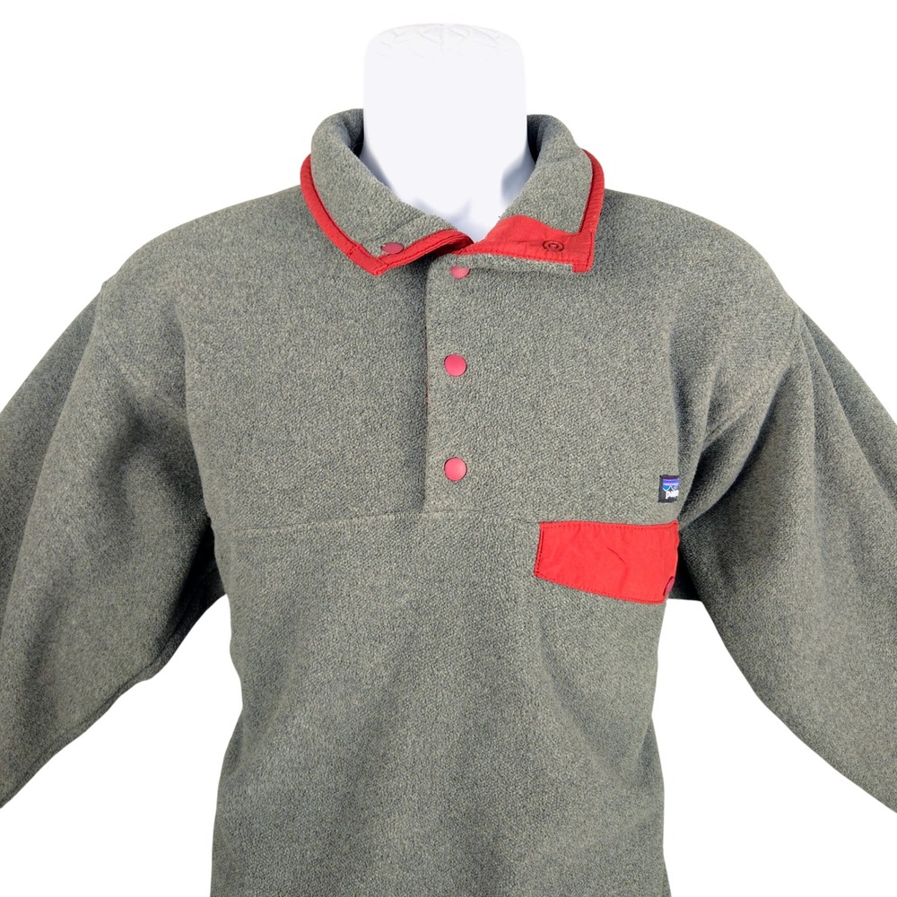 Patagonia Synchilla Snap-T Fleece Pullover Gray Red 25580 Mens Small